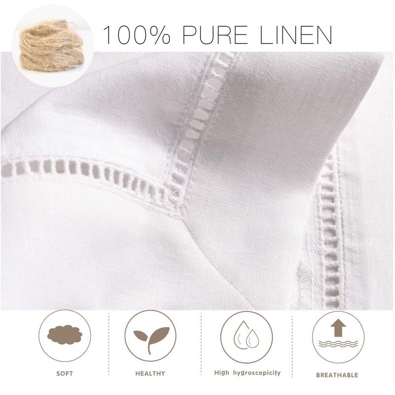 Simple&Opulence Premium 100% Linen Hemstitch Tablecloth-54 x 72 Inch White, Natural Fabric, Rectangular Tablecloth for Indoor and Outdoor Use - Image 3